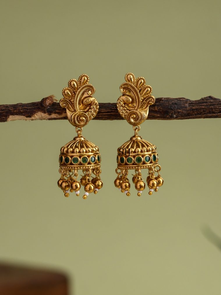 Traditional Peacock Design Jhumkas