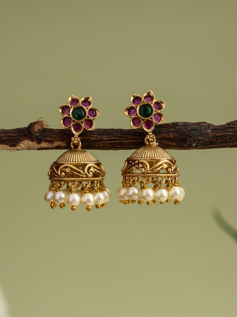 Imitation Flower Design Jhumkas