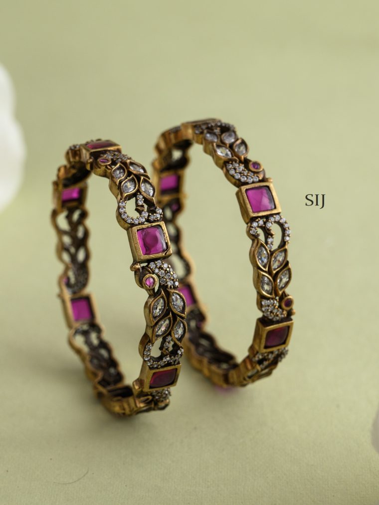 Traditional Leaf Victorian Stones Bangles