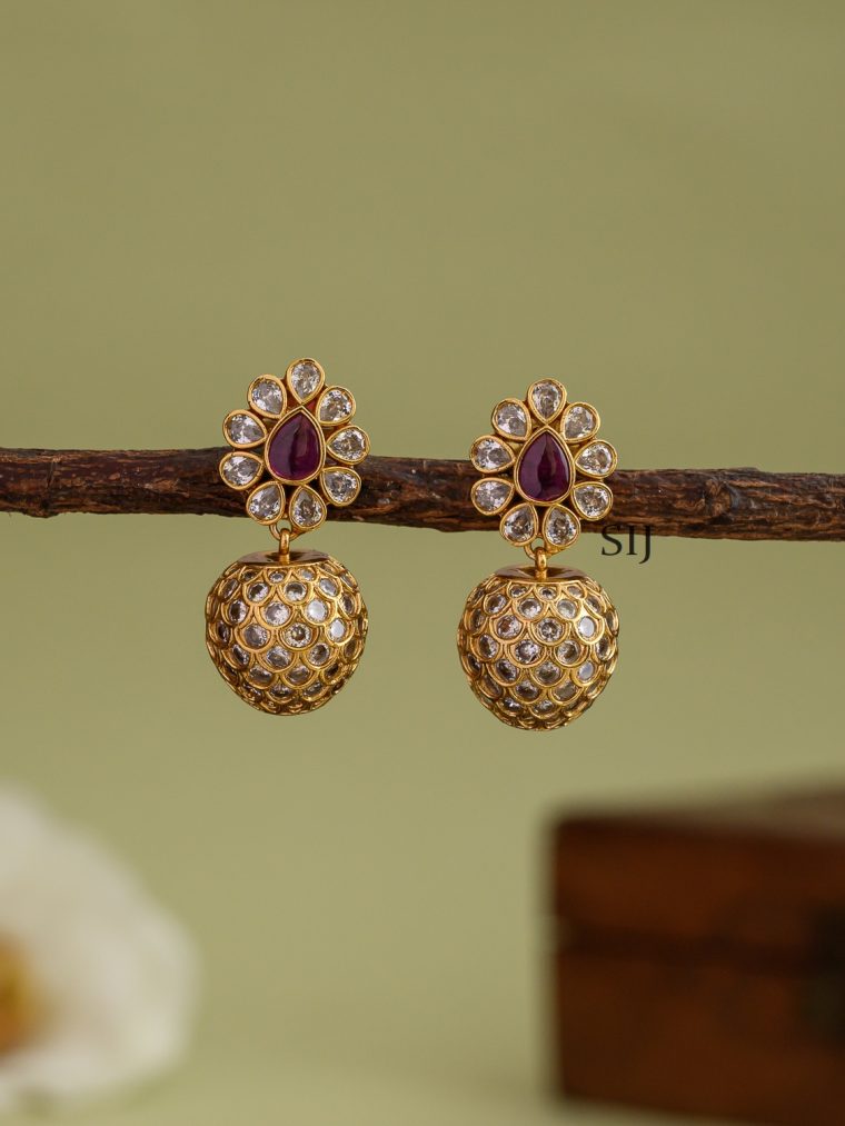 Traditional AD Stones Floral Earrings