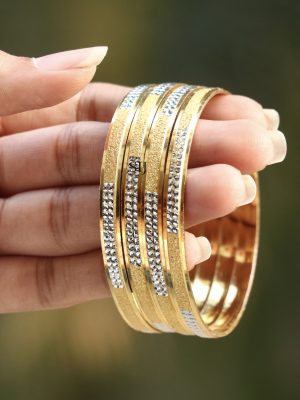 Artificial Gold Plated With White Stones Bangles