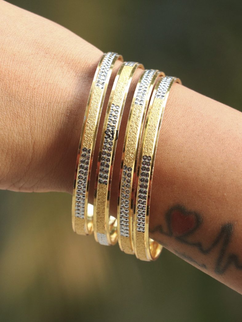 Artificial Gold Plated With White Stones Bangles