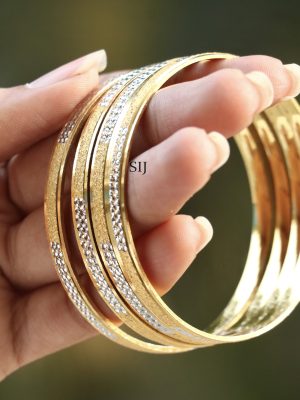 Artificial Gold Plated With White Stones Bangles