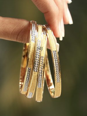 Artificial Gold Plated With White Stones Bangles