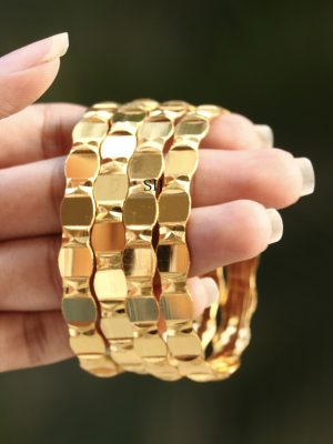 Imitation Square Shaped Gold Plated Bangles