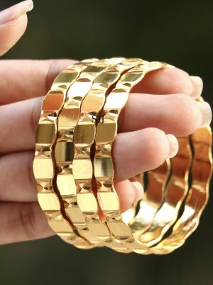 Imitation Square Shaped Gold Plated Bangles