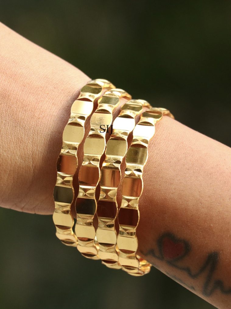 Imitation Square Shaped Gold Plated Bangles