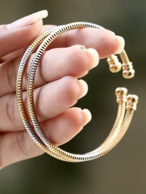 Dual Tone Pair of Adjustable Kada Bangles