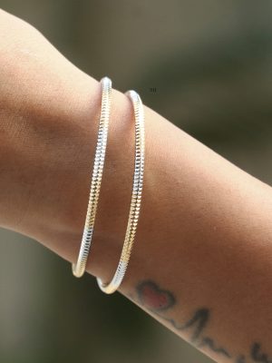 Dual Tone Pair of Adjustable Kada Bangles