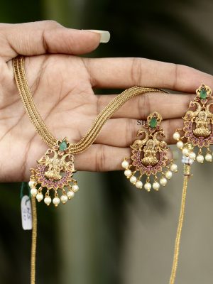 Imitation Dual Peacock Pendant Necklace Set