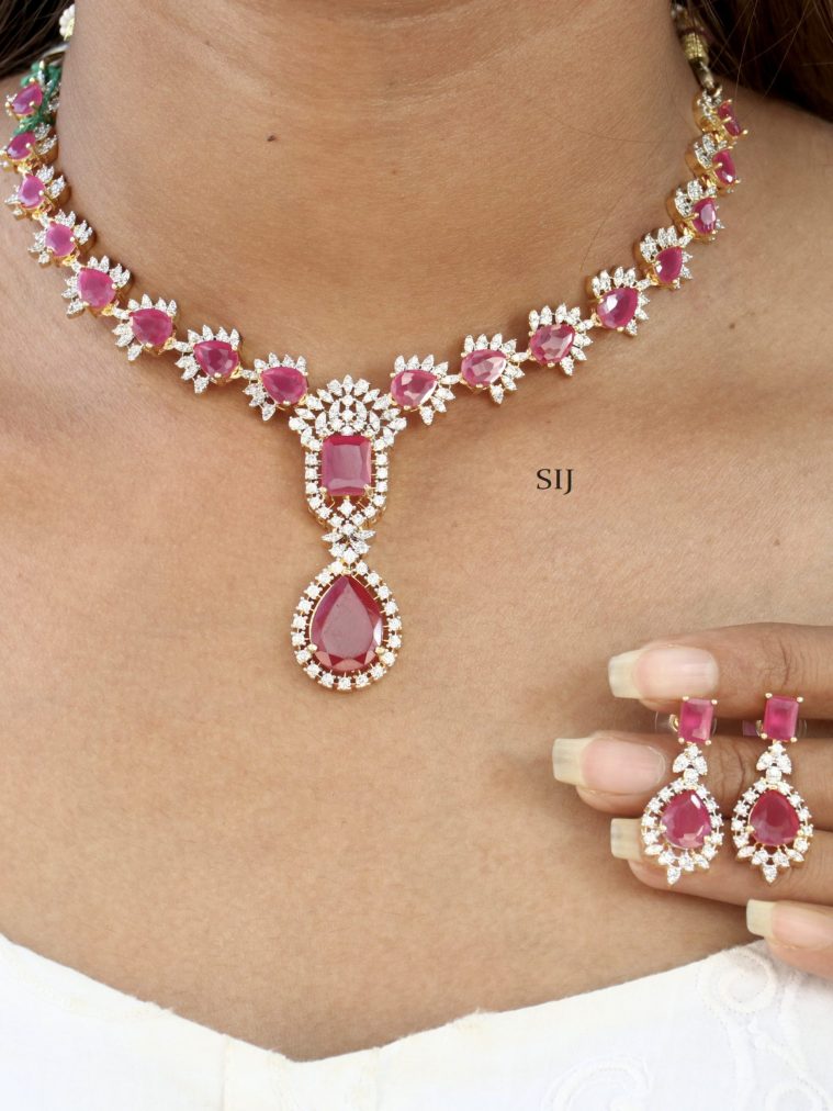 Traditional Ruby / Emerald Stones Necklace Set