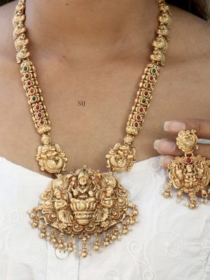 Gold Plated Bridal Long Necklace with Lakshmi Pendant