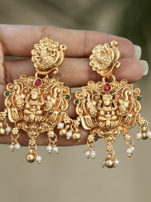 Gold Plated Bridal Long Necklace with Lakshmi Pendant