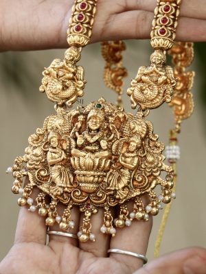 Gold Plated Bridal Long Necklace with Lakshmi Pendant