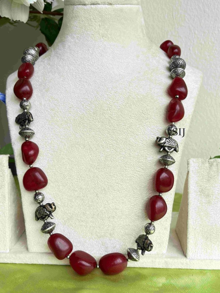 Imitation Elephant Design Beaded Long Necklace