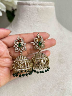 Imitation Victorian Stones Jhumkas