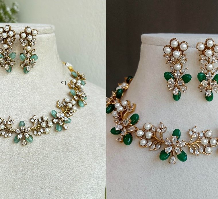 Imitation Green Victorian Stones Beaded Necklace Set