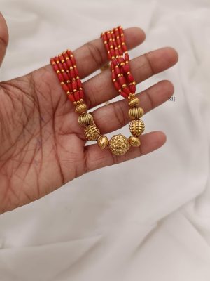 Imitation Gold Beads and Coral Beads Chain