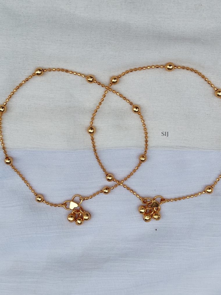 Gold Finish Ball Chain Anklets