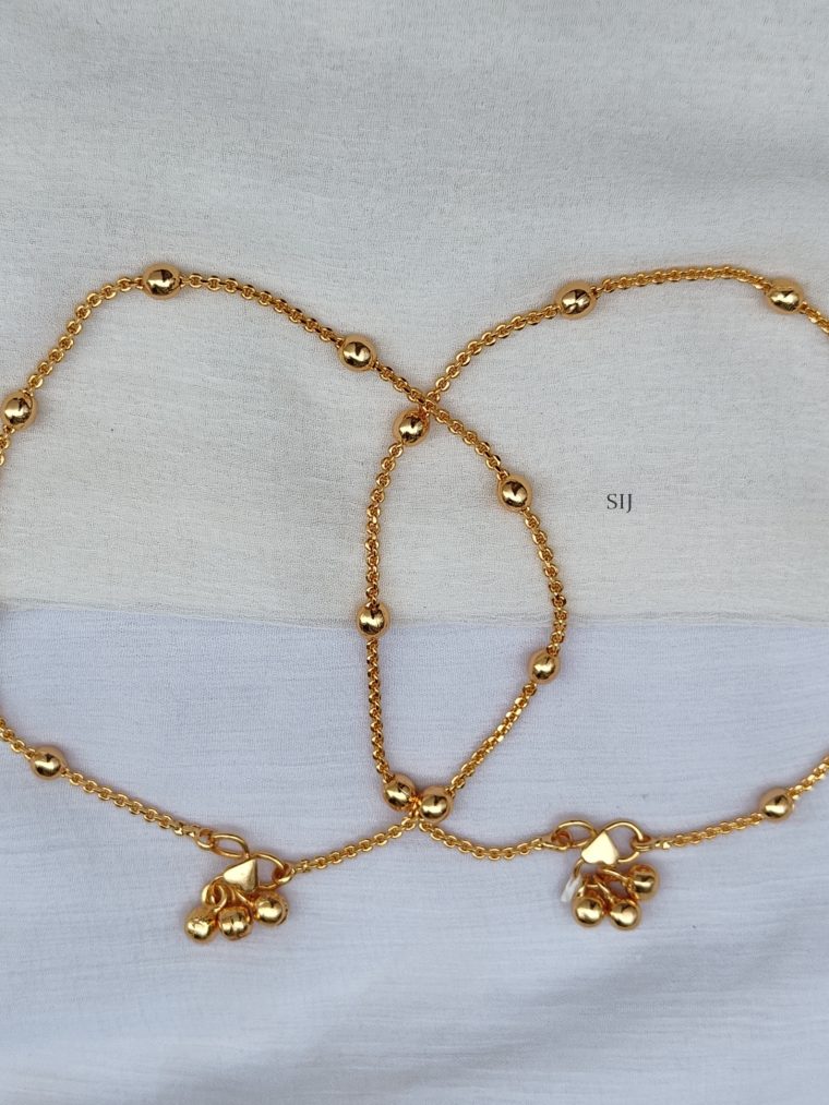 Imitation Chain Anklets with Golden Beads