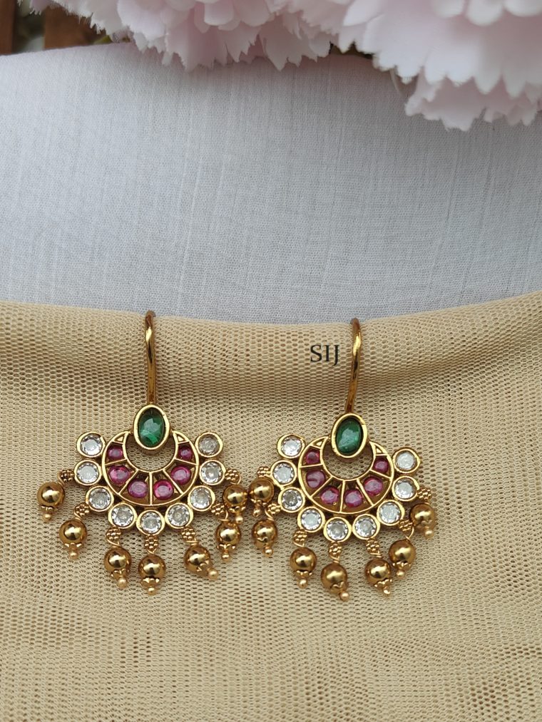 Traditional Ruby White Kemp Stones Hook Earrings