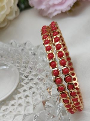 Imitation Coral Gold Plated Bangles