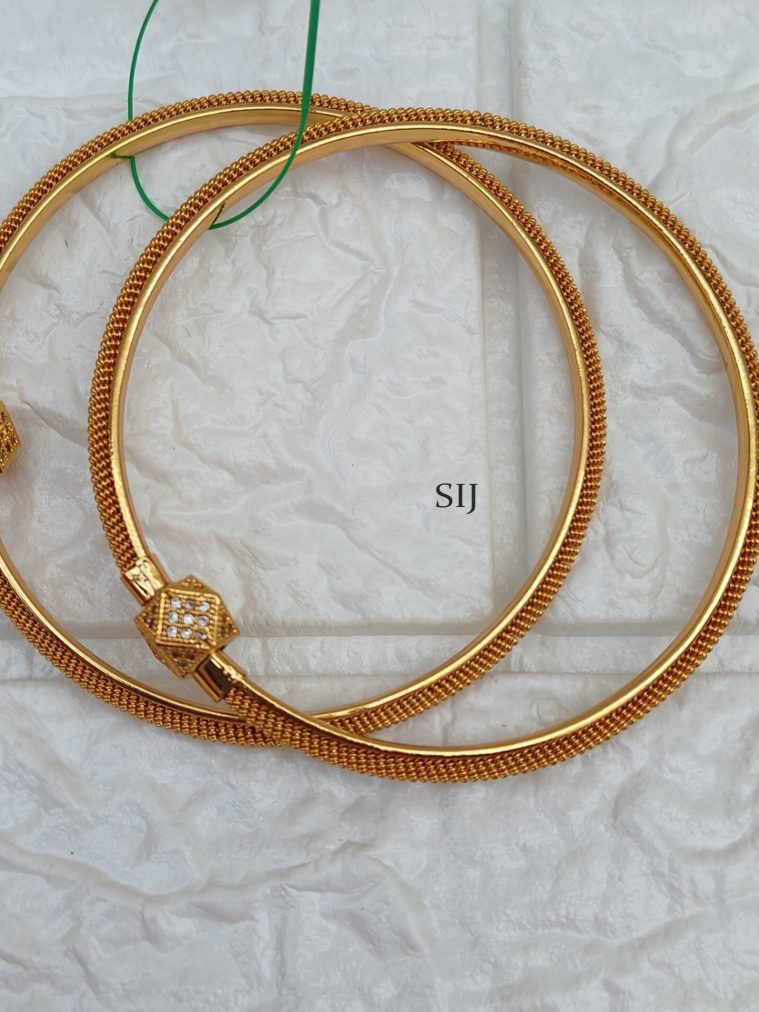 Imitation Gold Plated With White Stones Bangles