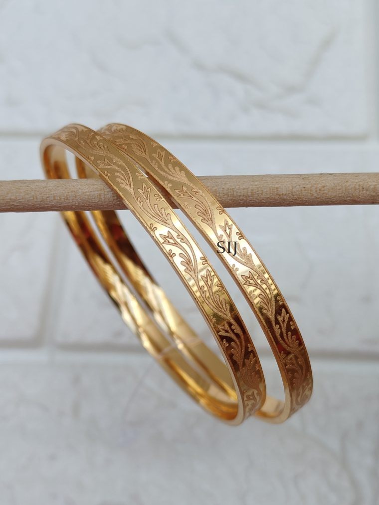 Artificial Gold Plated Leaf Printed Bangles