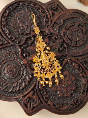 Antique Gold Beads With Lakshmi Tikka