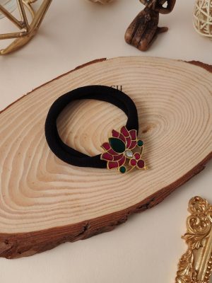 Imitation Lotus Kundan Jadau Rubber Band