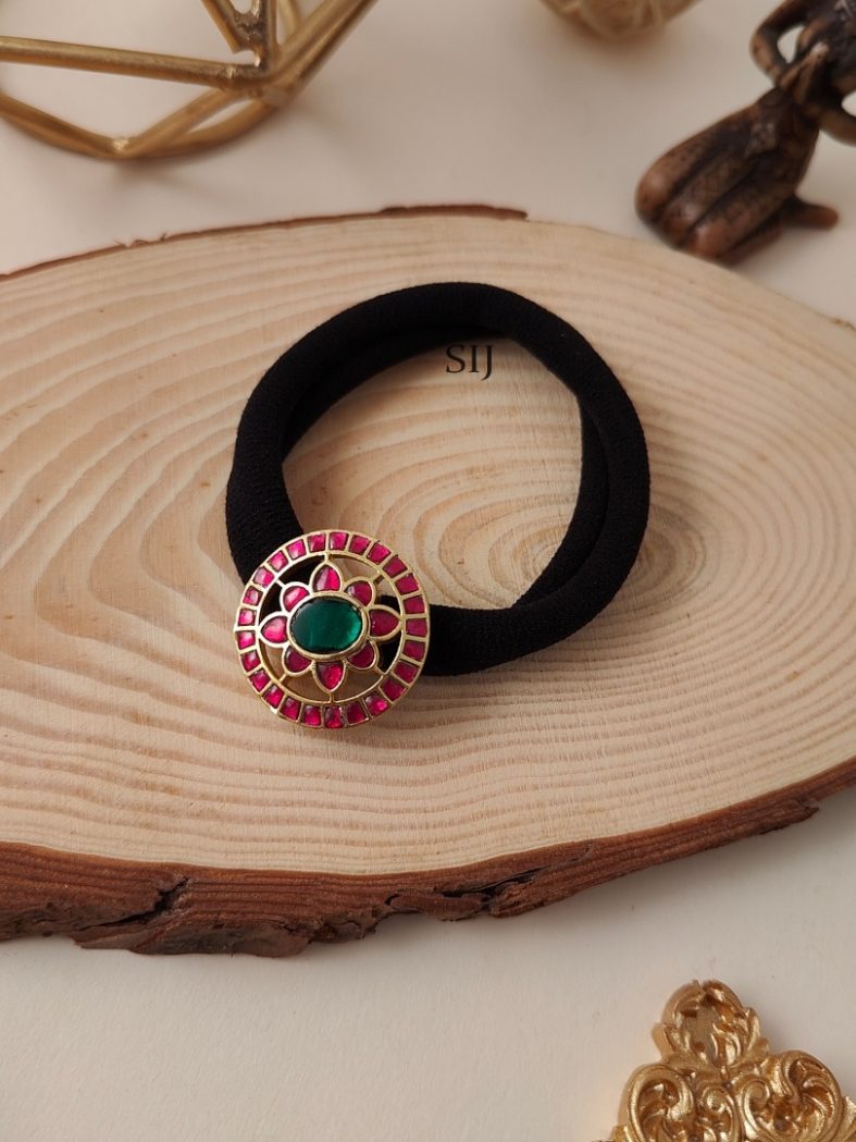 Artificial Floral Kundan Jadau Rubber Band