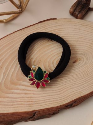 Imitation Lotus Kundan Jadau Rubber Band