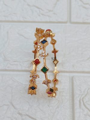 Artificial AD And Navaratna Stones Bangles