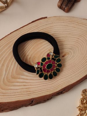 Artificial Peacock Kundan Jadau Rubber Band