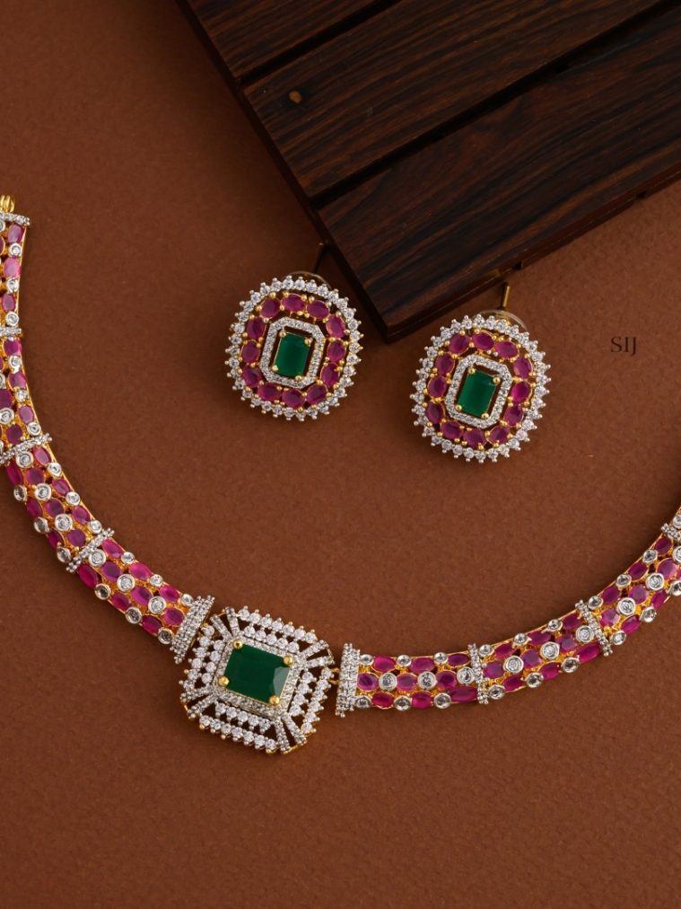 Multi Color AD Stones Kante Necklace