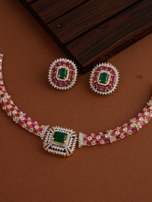 Multi Color AD Stones Kante Necklace