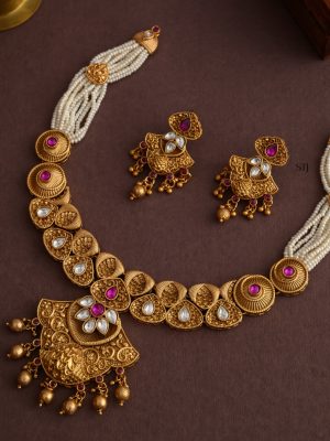 Imitation Kundan With White Bead Necklace