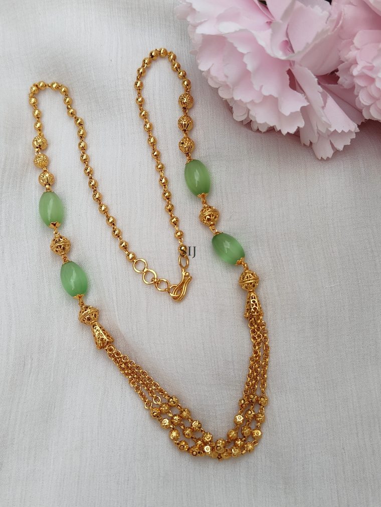 3 Layered Green Beaded Chain