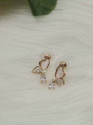 Rose Gold Butterfly Design Ear Studs