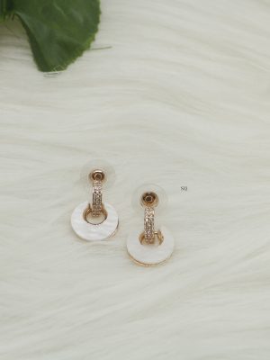 Rose Gold Mother Pearl Hoop Design Ear Studs