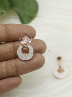 Rose Gold Mother Pearl Hoop Design Ear Studs