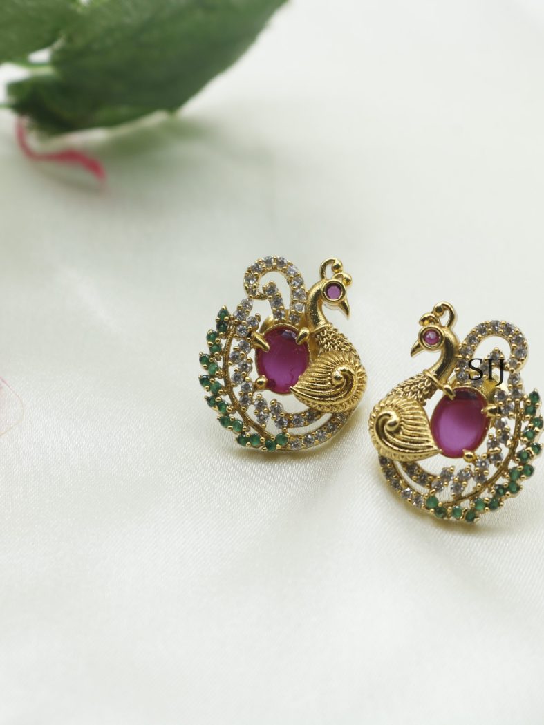 Imitation Peacock Design Ear Studs