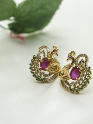 Imitation Peacock Design Ear Studs