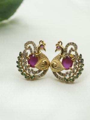 Imitation Peacock Design Ear Studs