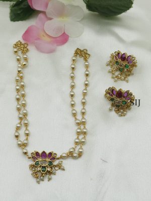 Imitation Lotus Two Layer Pearl Choker Set