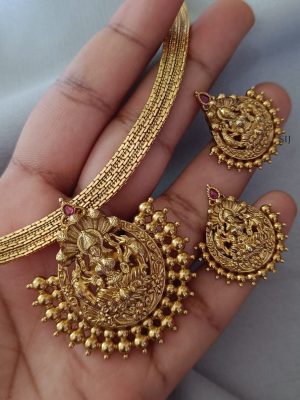 Matte Finish Lakshmi Attigai Necklace