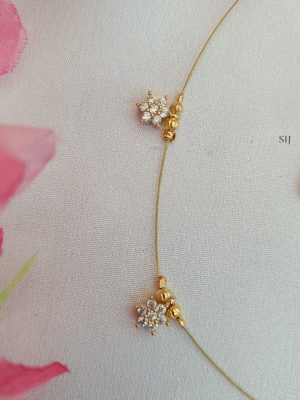 Gold Plated White Stones Flowers Invisible Necklace