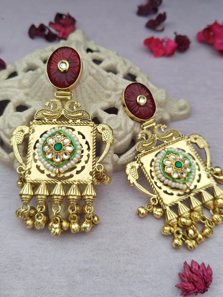 Gold Plated Light Weight Ghungroo Studded Brass Earrings