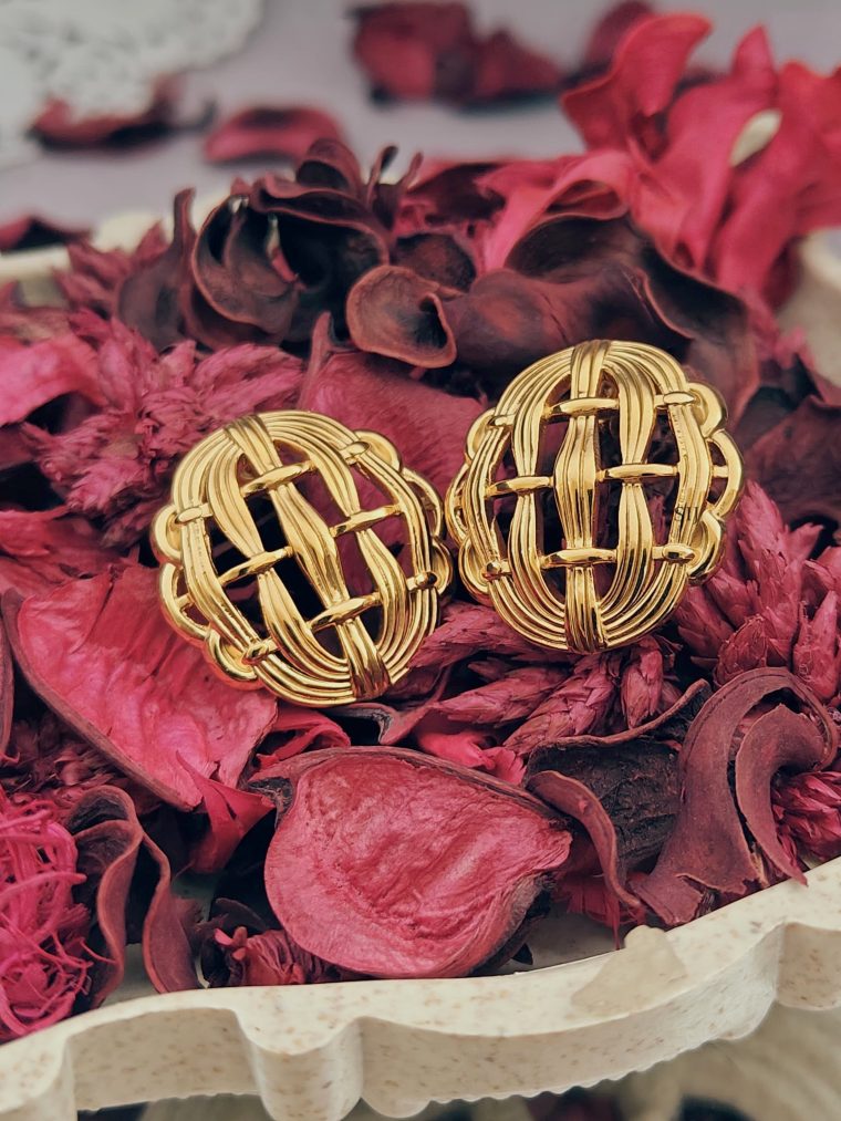 Gold Plated Round Design Jali Work Earrings