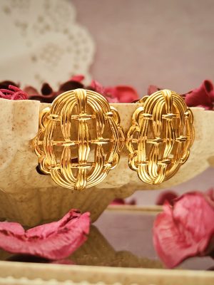 Gold Plated Round Design Jali Work Earrings